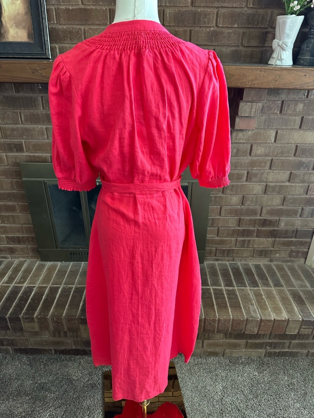 NWT Boden Ada Linen Midi Dress Pink Bright Summer Vibrant Bohemian Chic 8R - Picture 5 of 8